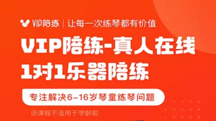 VIP陪练-专为6-16岁琴童打造、1v1真人在线乐器指导陪练、解决学琴过程难题